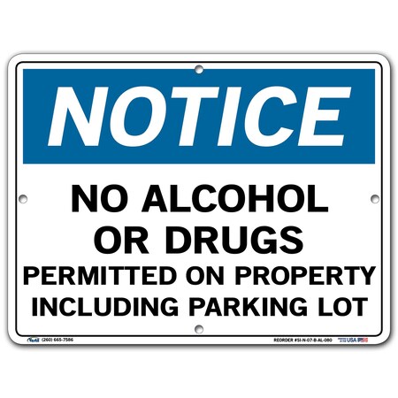 Vestil Aluminum Sign, 9-1/2" Height, 12-1/2" Width, Aluminum, Rectangle, English SI-N-07-B-AL-080